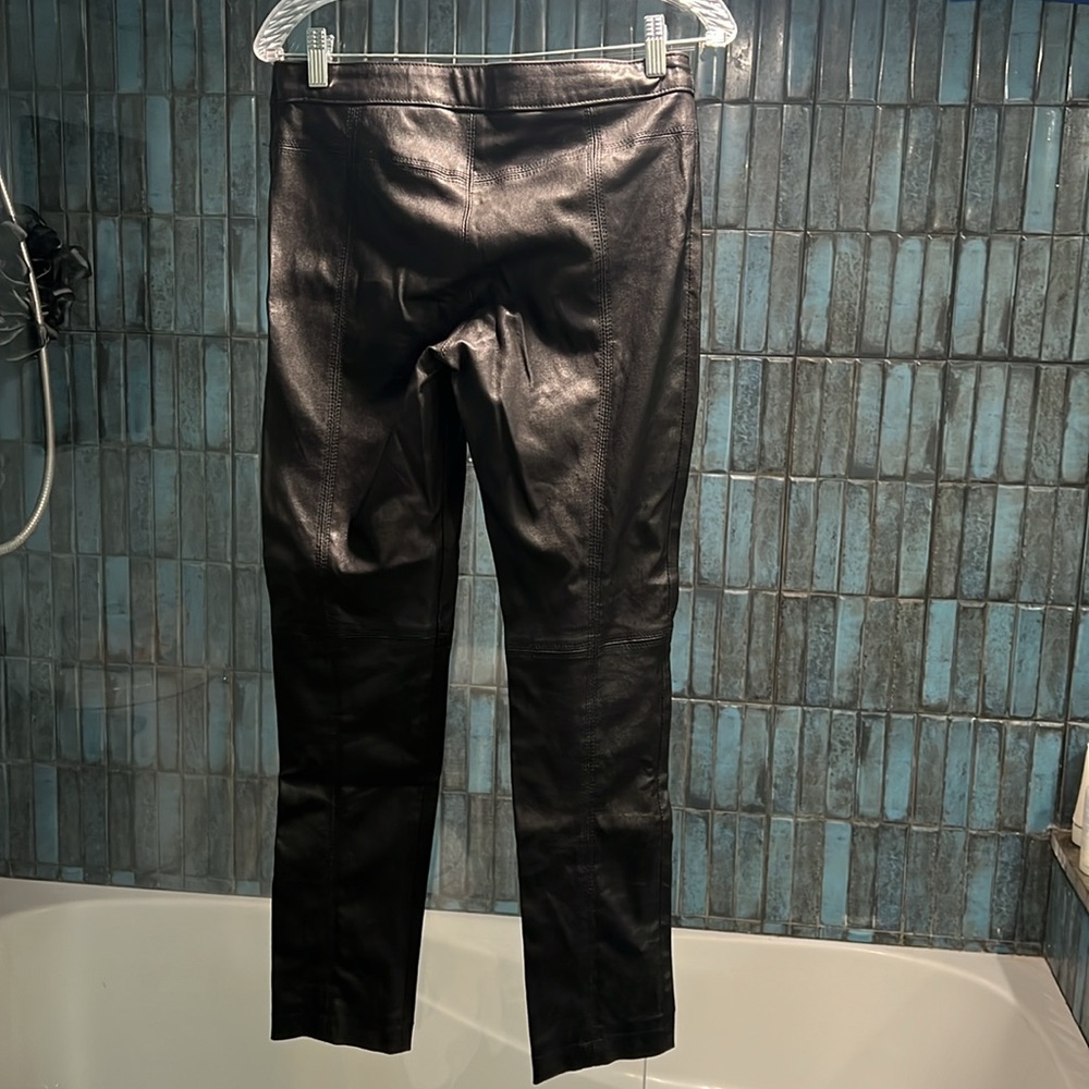 Vera Pelle Italian Leather Pants, Black , Size 42